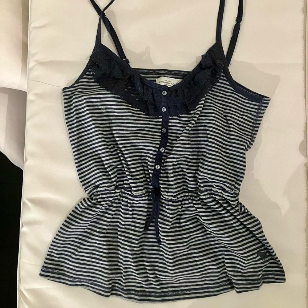 Abercrombie and fitch vintage lace y2k striped babydoll tank cinch waist